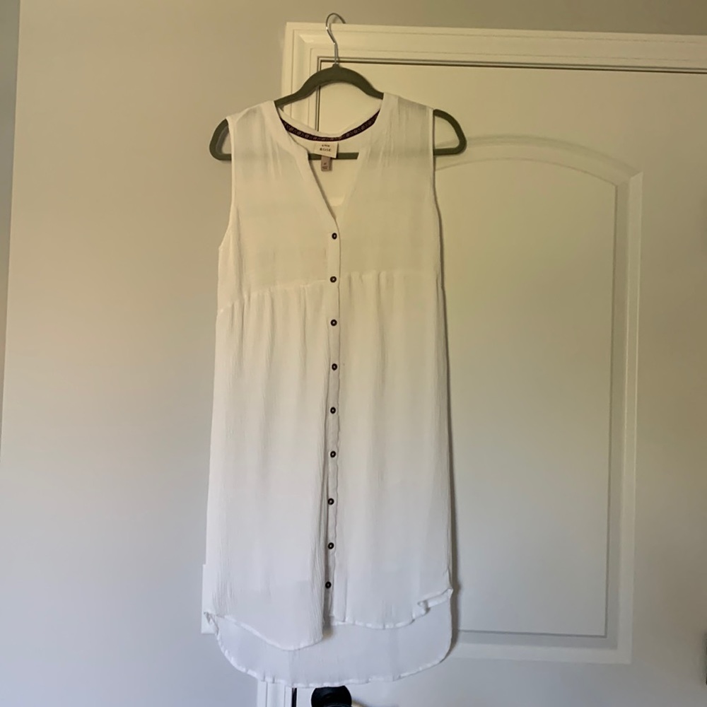 Knox Rose (Target) White Sleeveless Smocked Button-Down Dress - M